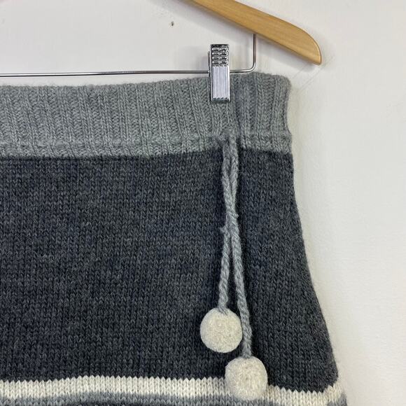 Everest Charcoal Gray Nordic Fair Isle Wool Pom Pom Knit Mini Skirt womens s m - Picture 3 of 13